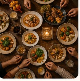 Shared restaurant table with digital menu experience